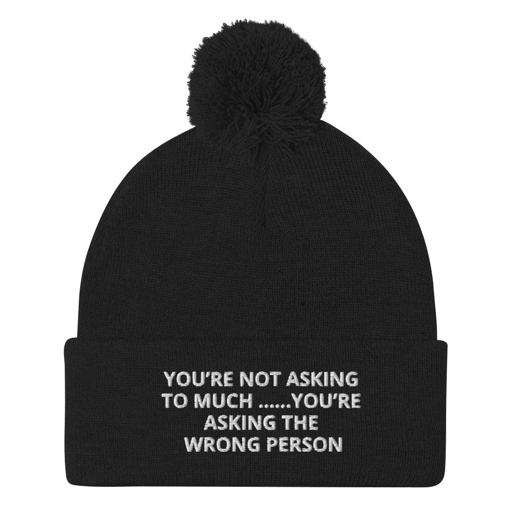 YOU’RE NOT ASKING TO MUCH ….YOU’RE ASKING THE WRONG PERSON Pom-Pom Beanie