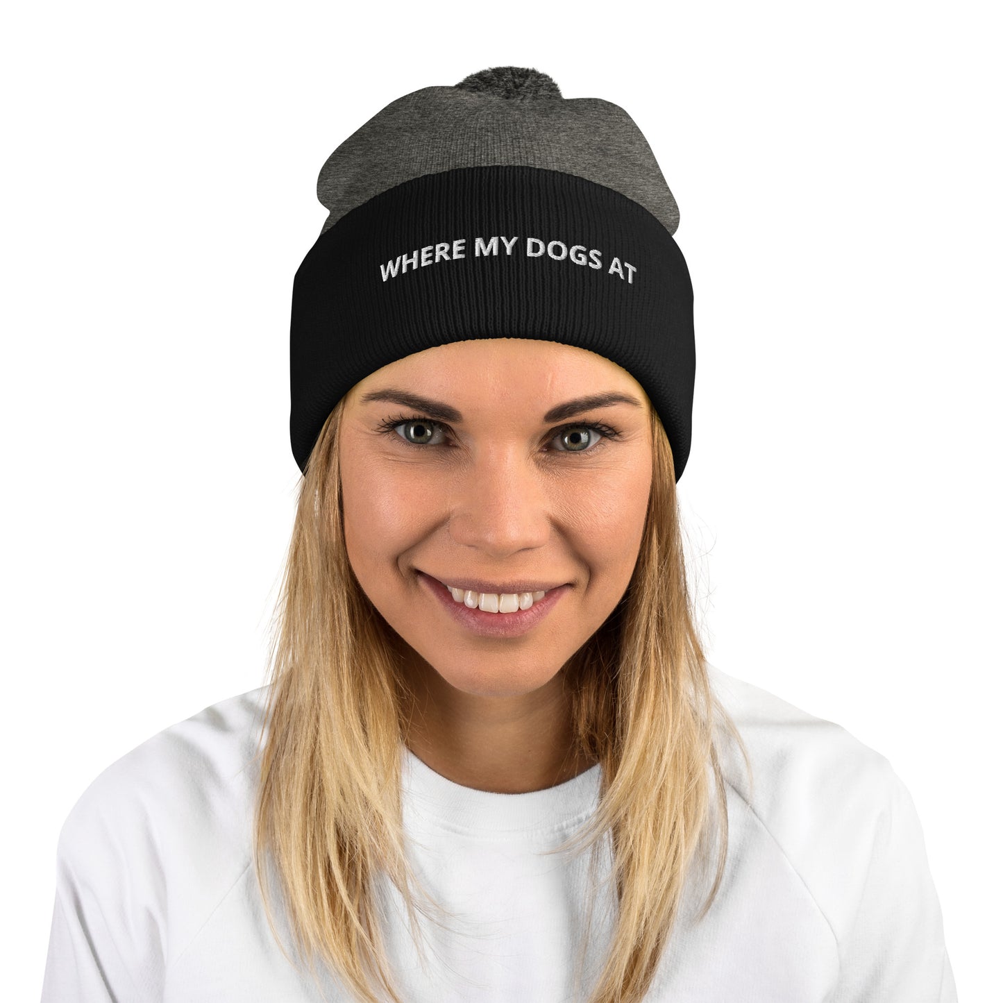 WHERE MY DOGS AT Pom-Pom Beanie