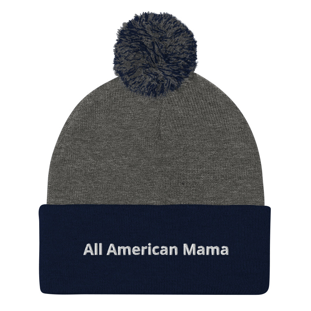 All American Mama Pom-Pom Beanie