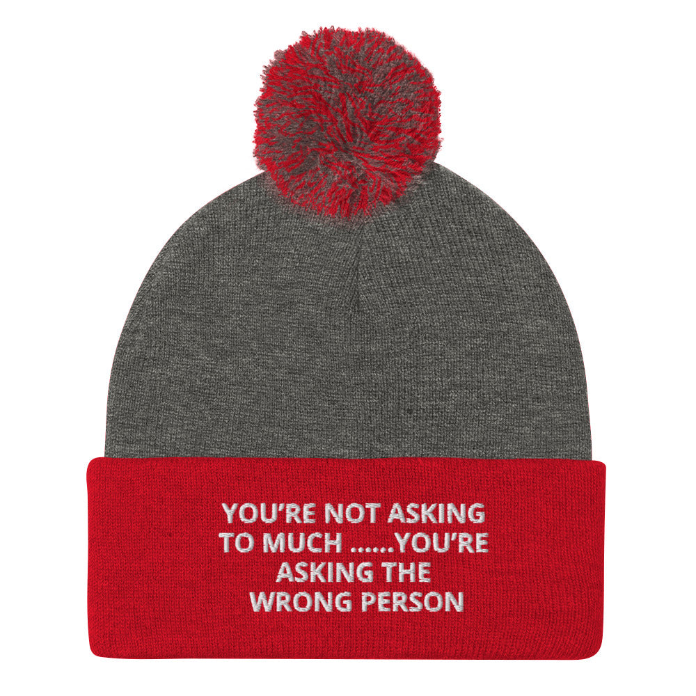 YOU’RE NOT ASKING TO MUCH ….YOU’RE ASKING THE WRONG PERSON Pom-Pom Beanie
