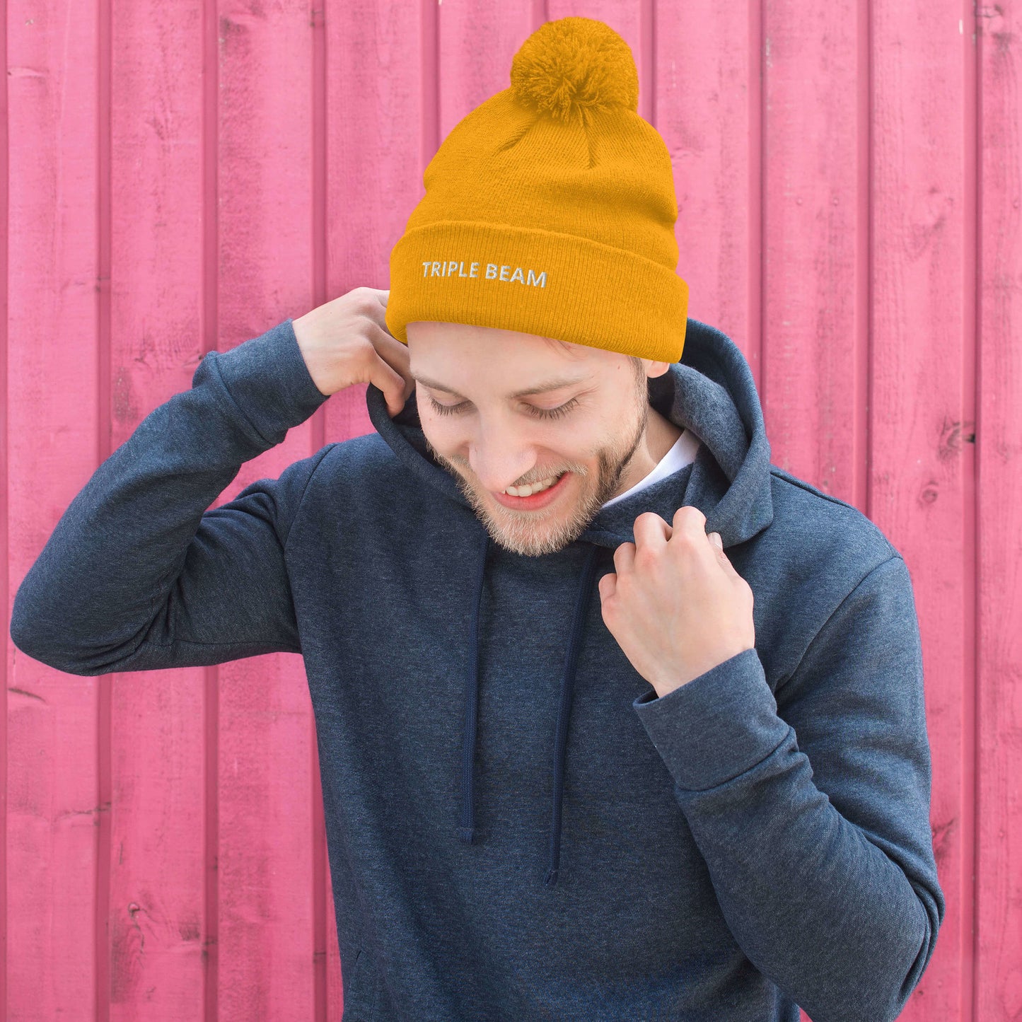 TRIPLE BEAM Pom-Pom Beanie