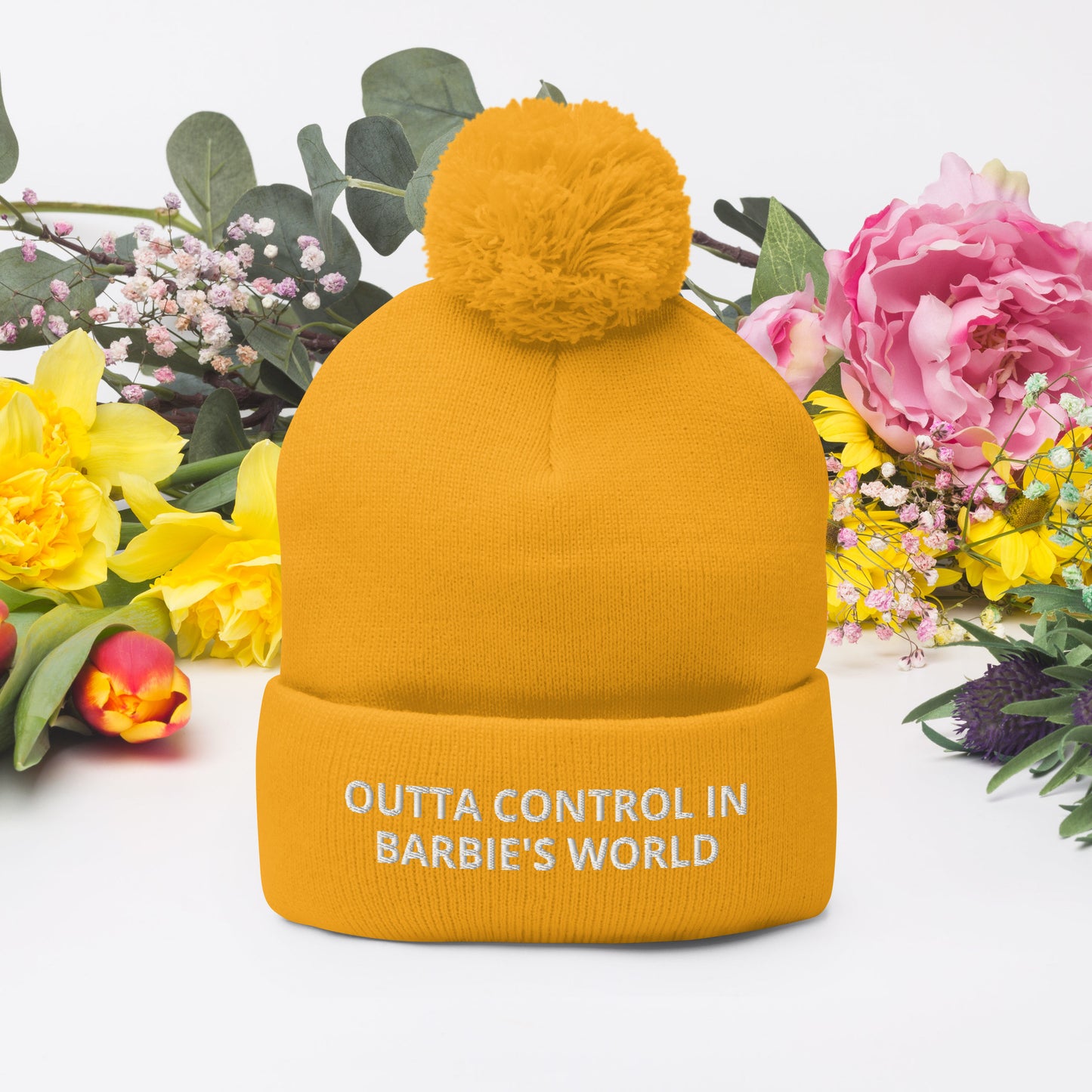 OUTTA CONTROL IN BARBIE'S WORLD Pom-Pom Beanie