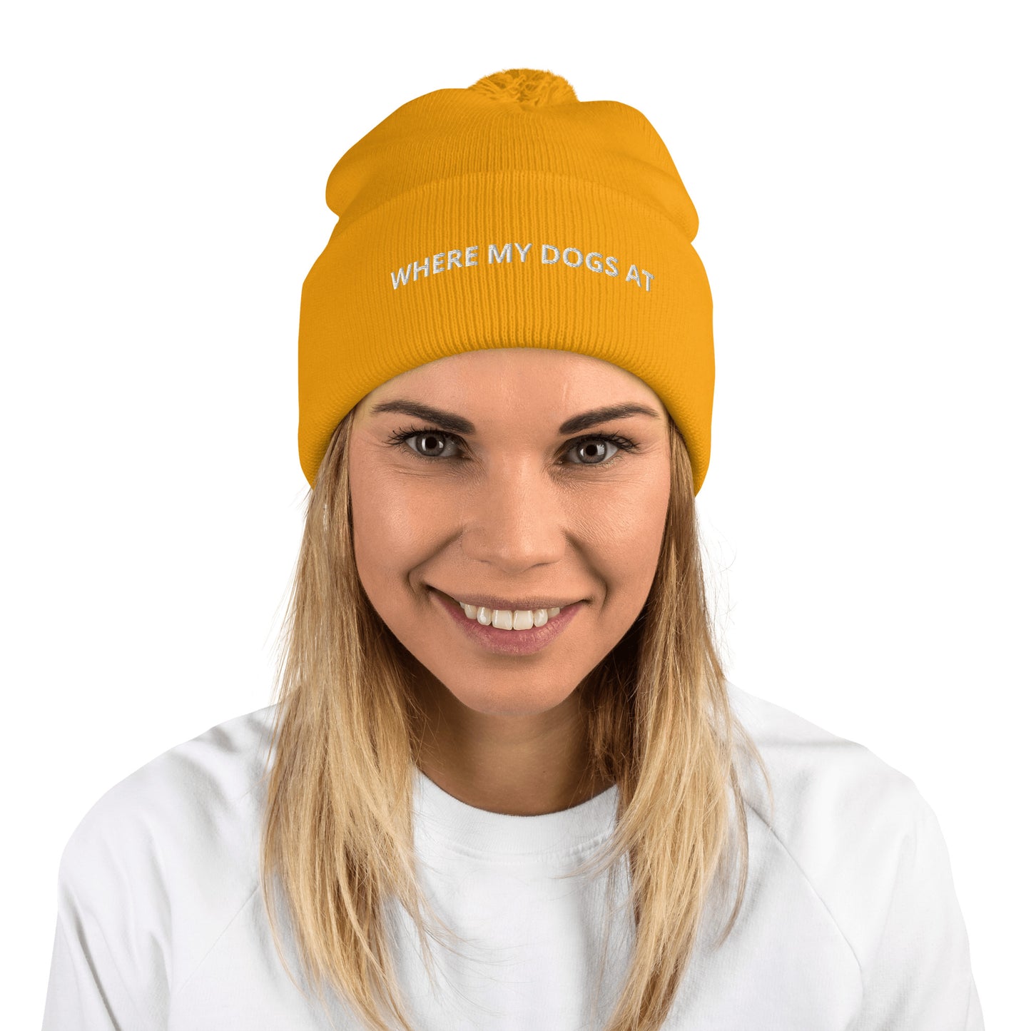 WHERE MY DOGS AT Pom-Pom Beanie