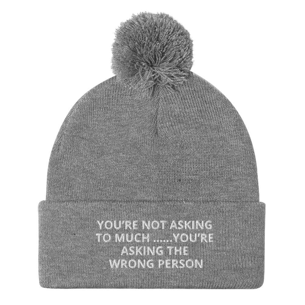 YOU’RE NOT ASKING TO MUCH ….YOU’RE ASKING THE WRONG PERSON Pom-Pom Beanie