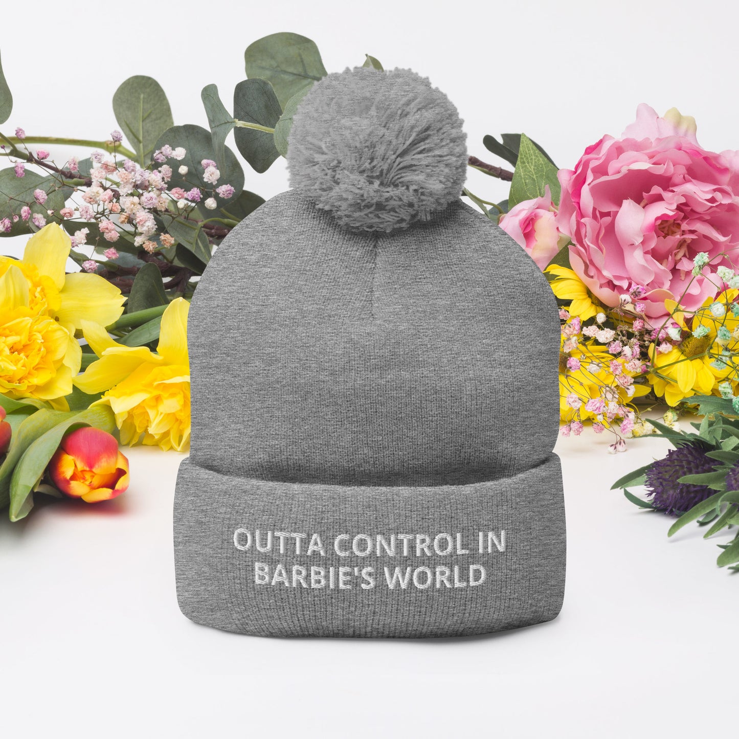 OUTTA CONTROL IN BARBIE'S WORLD Pom-Pom Beanie