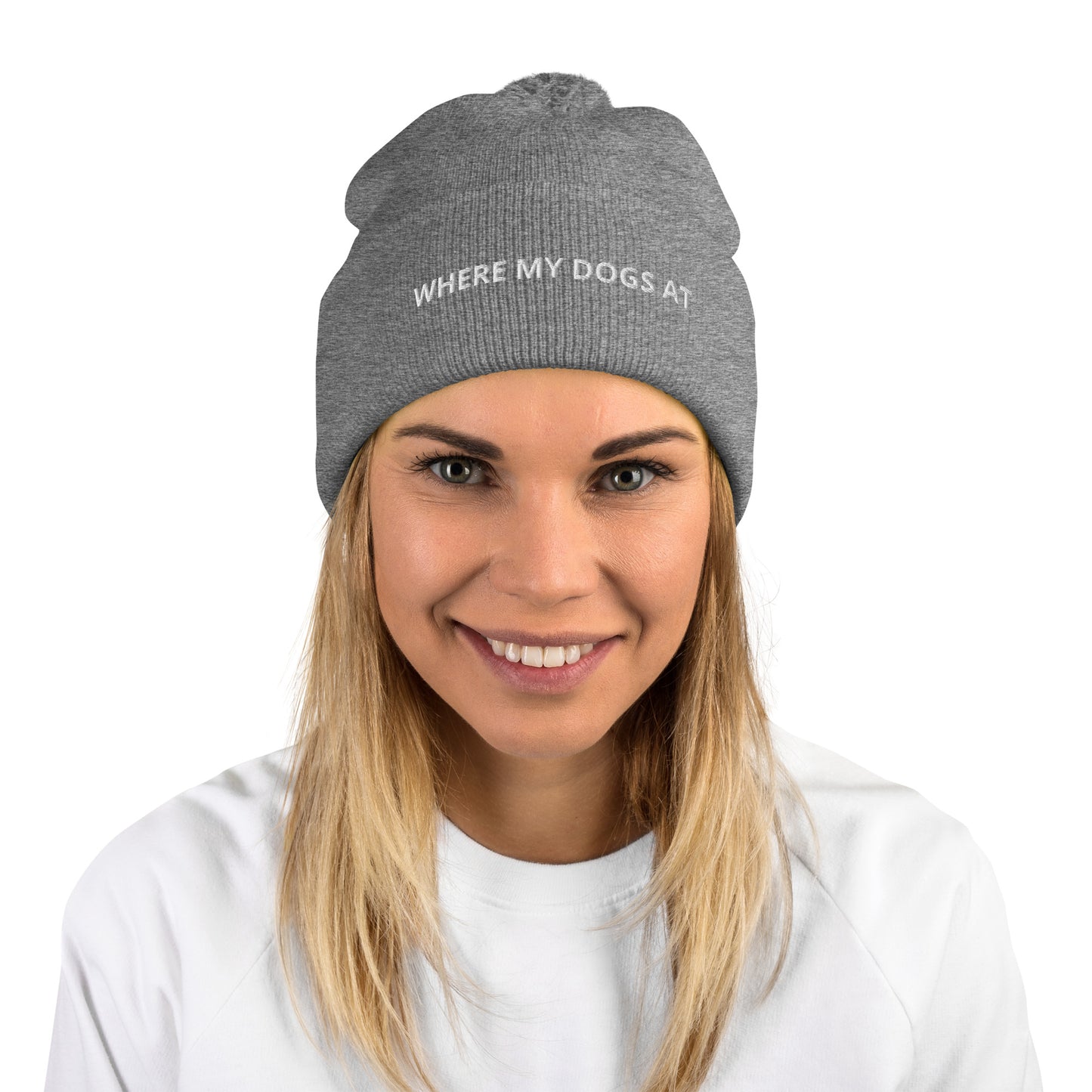 WHERE MY DOGS AT Pom-Pom Beanie