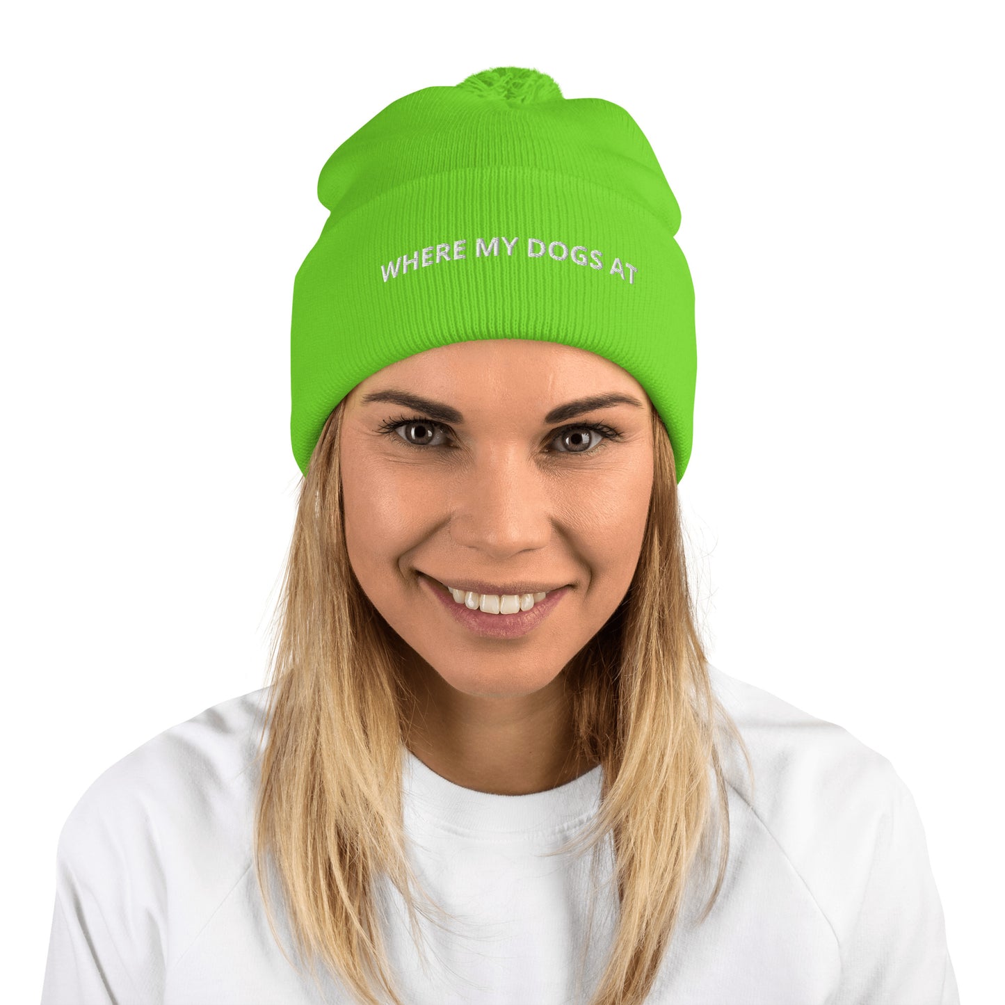 WHERE MY DOGS AT Pom-Pom Beanie