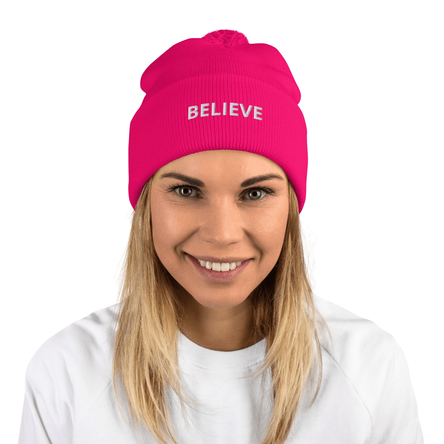 BELIEVE Pom-Pom Beanie
