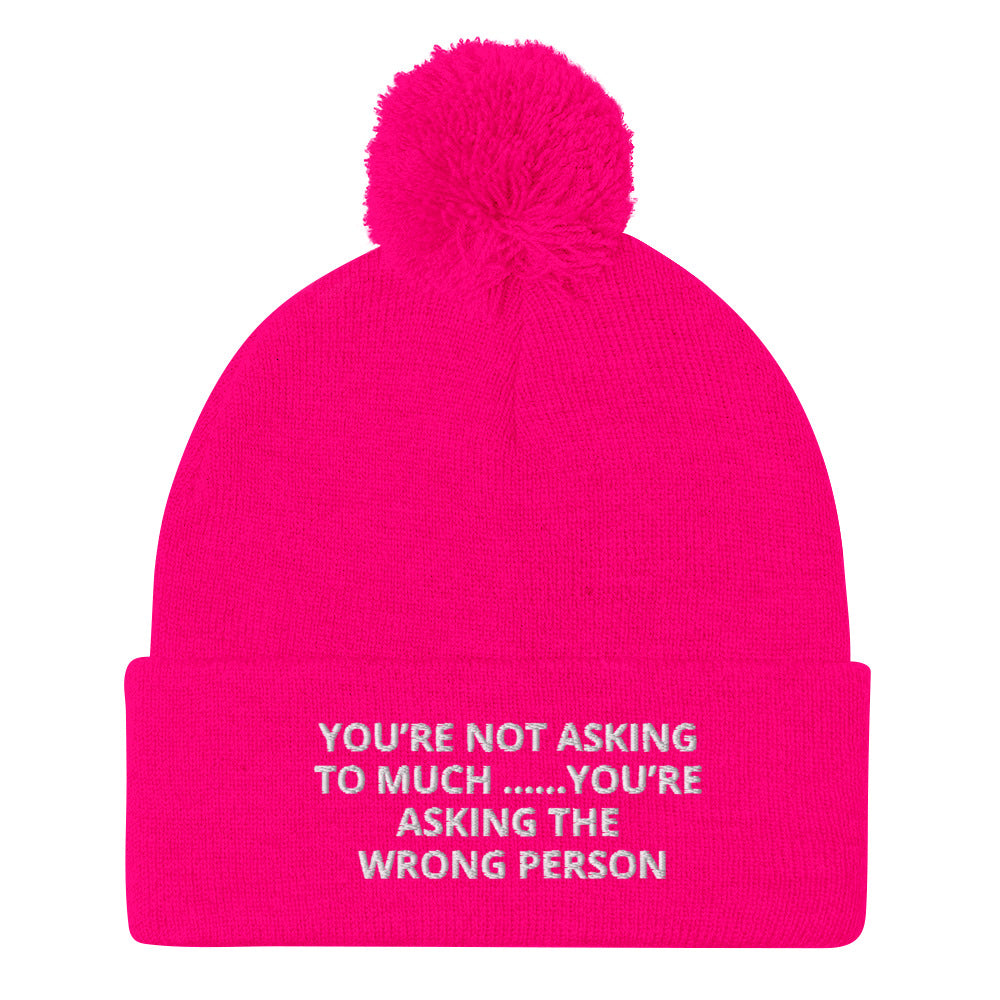 YOU’RE NOT ASKING TO MUCH ….YOU’RE ASKING THE WRONG PERSON Pom-Pom Beanie