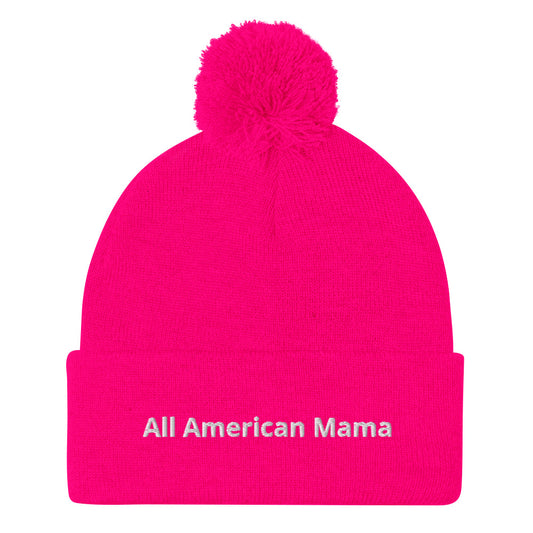 All American Mama Pom-Pom Beanie
