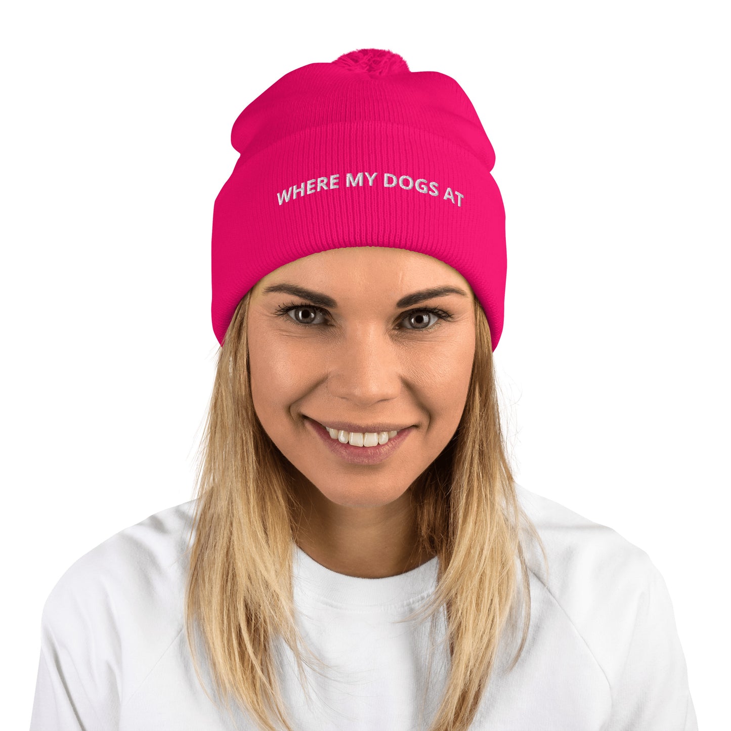 WHERE MY DOGS AT Pom-Pom Beanie