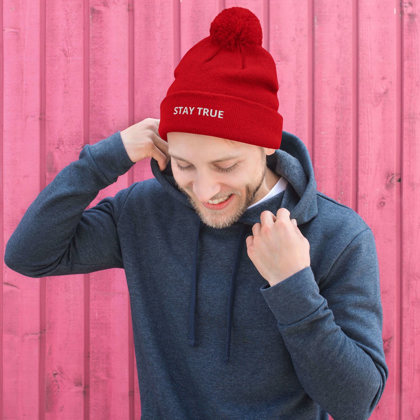 STAY TRUE Pom-Pom Beanie
