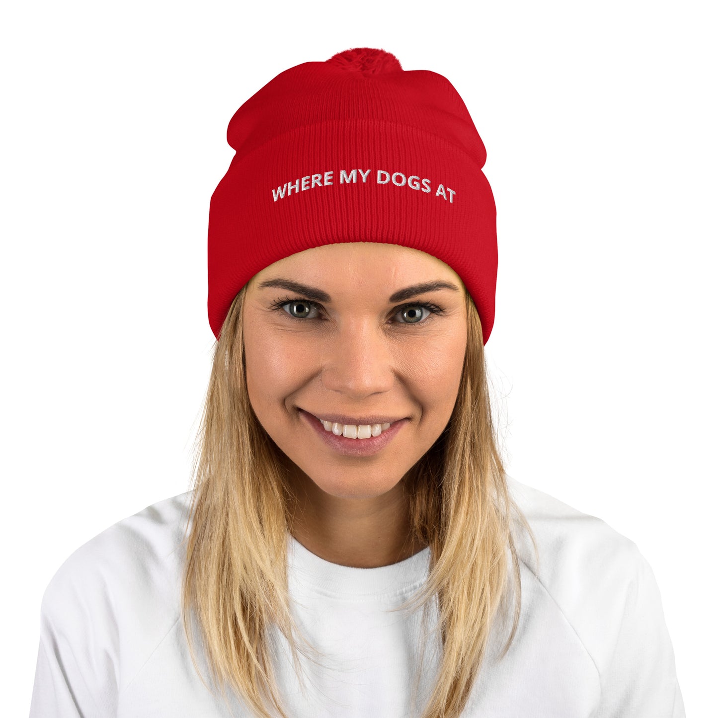 WHERE MY DOGS AT Pom-Pom Beanie