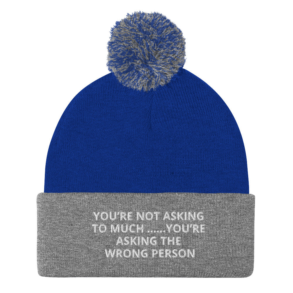 YOU’RE NOT ASKING TO MUCH ….YOU’RE ASKING THE WRONG PERSON Pom-Pom Beanie