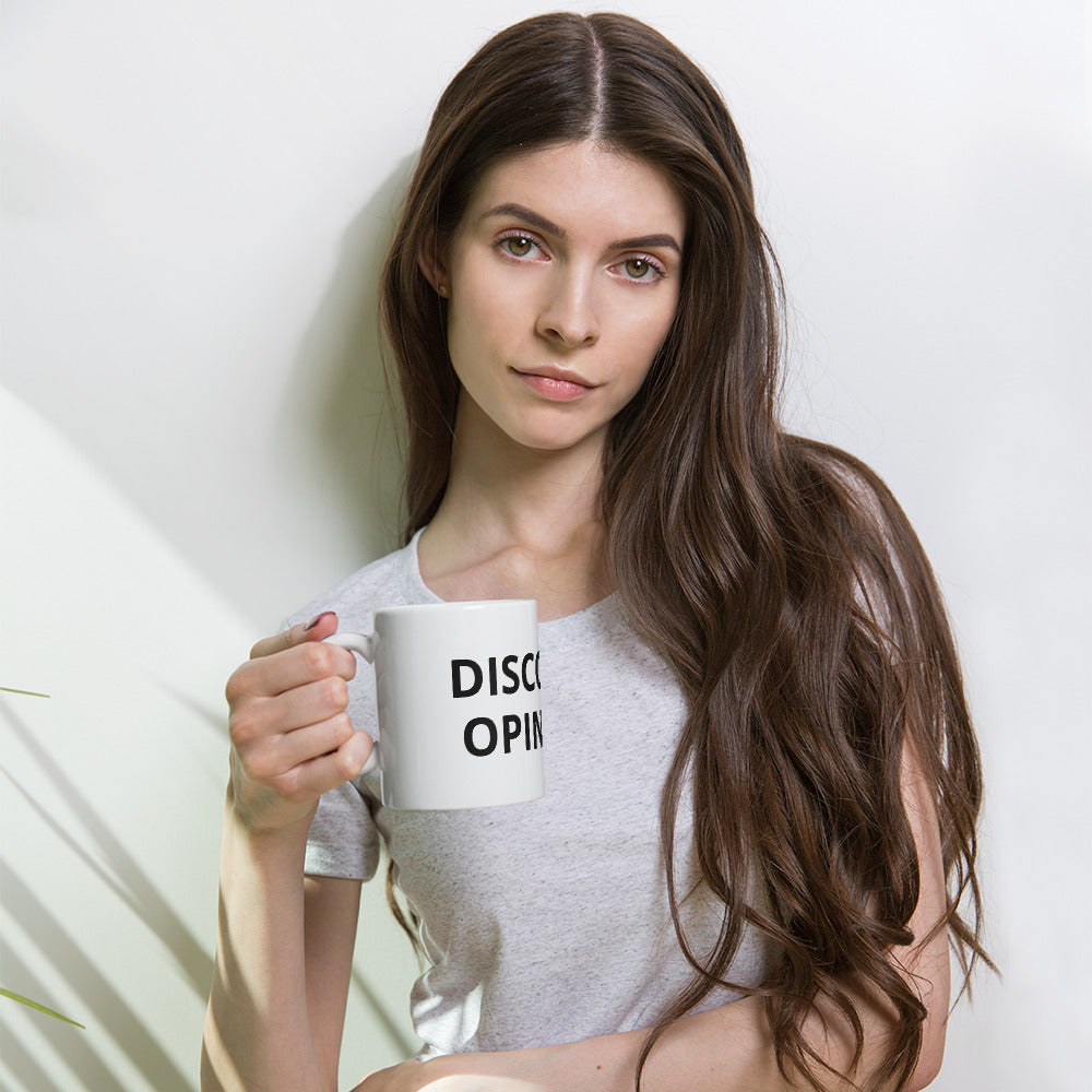 DISCOUNT OPINIONS White glossy mug