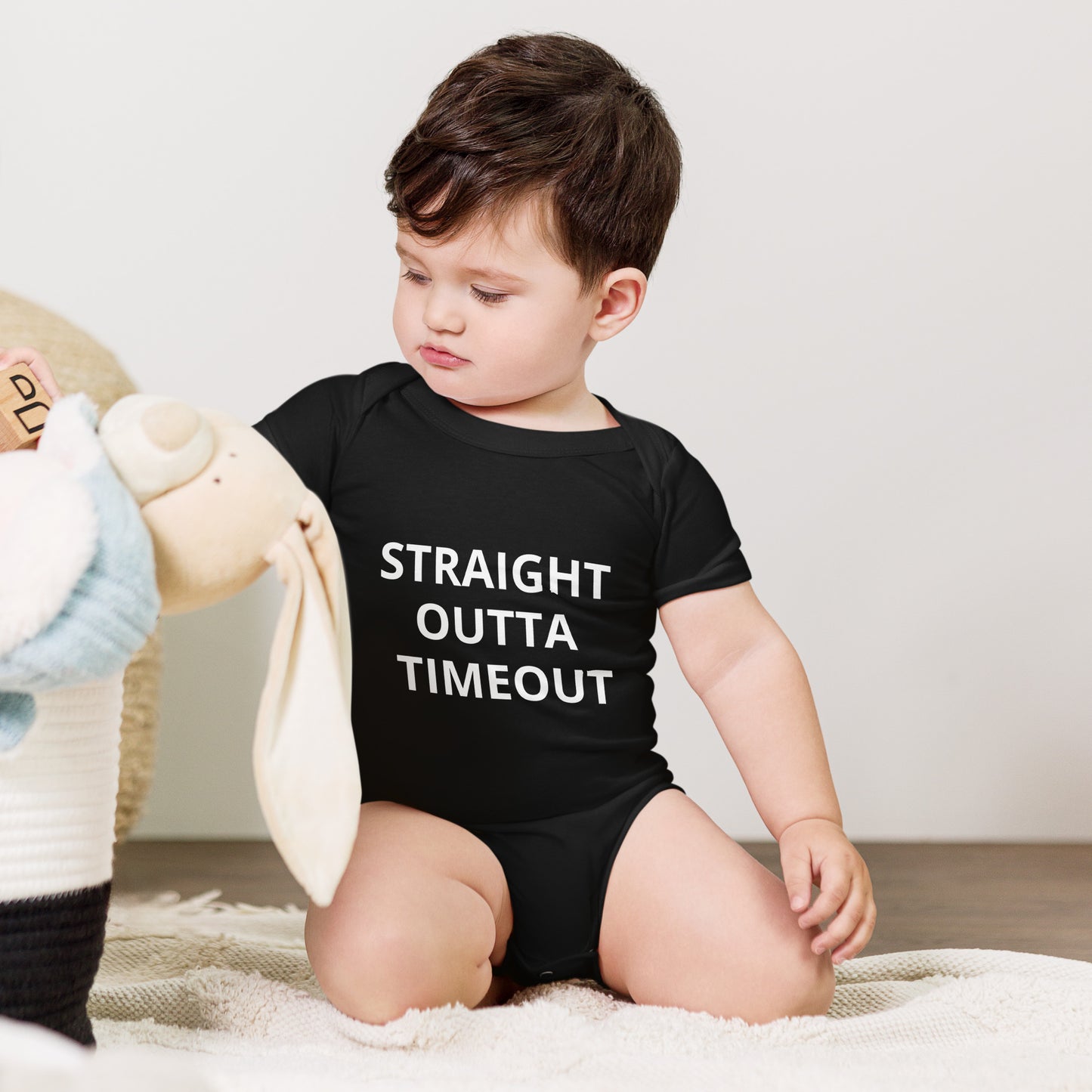 STRAIGHT OUTTA TIMEOUT  Baby short sleeve one piece