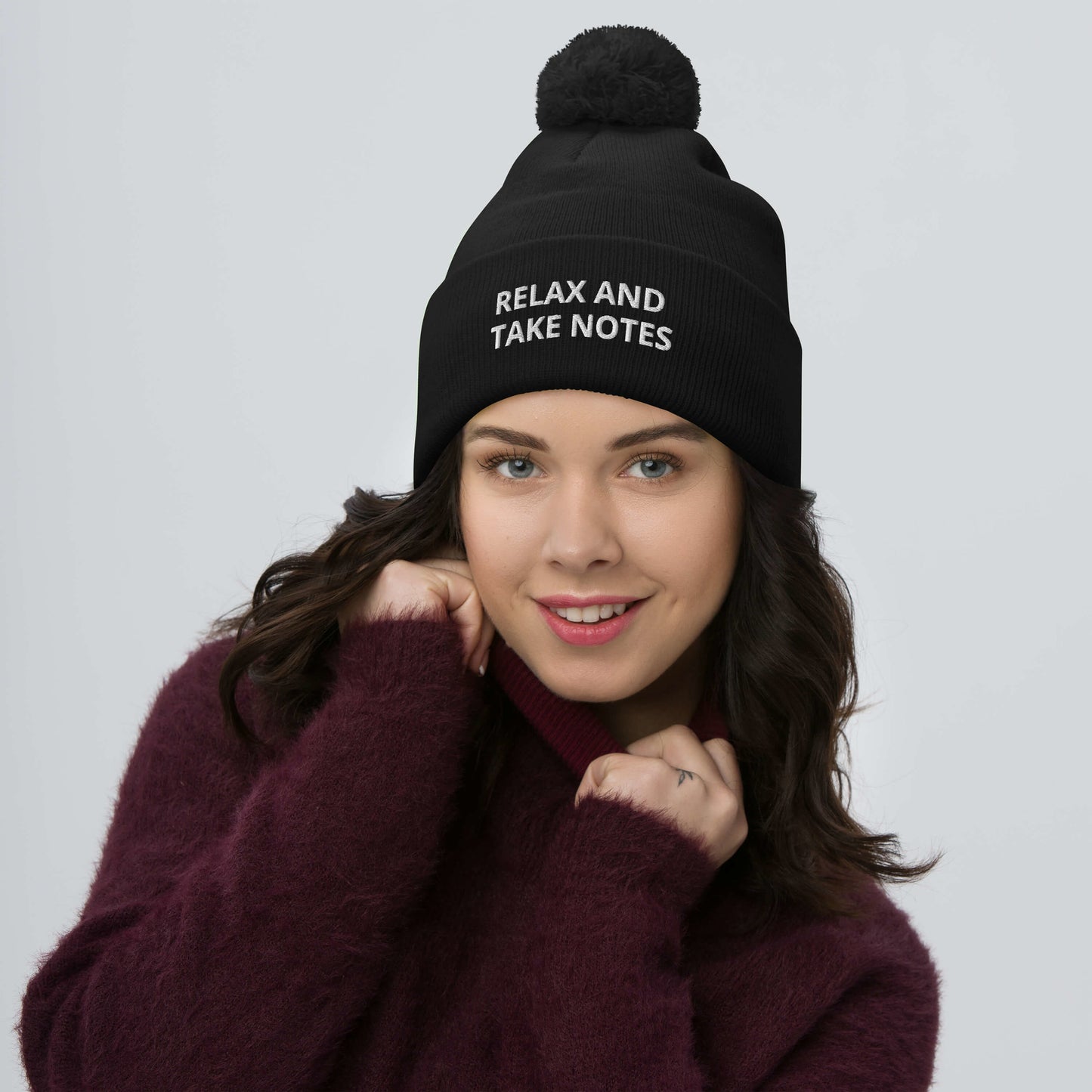 RELAX AND TAKE NOTES Pom-Pom Beanie