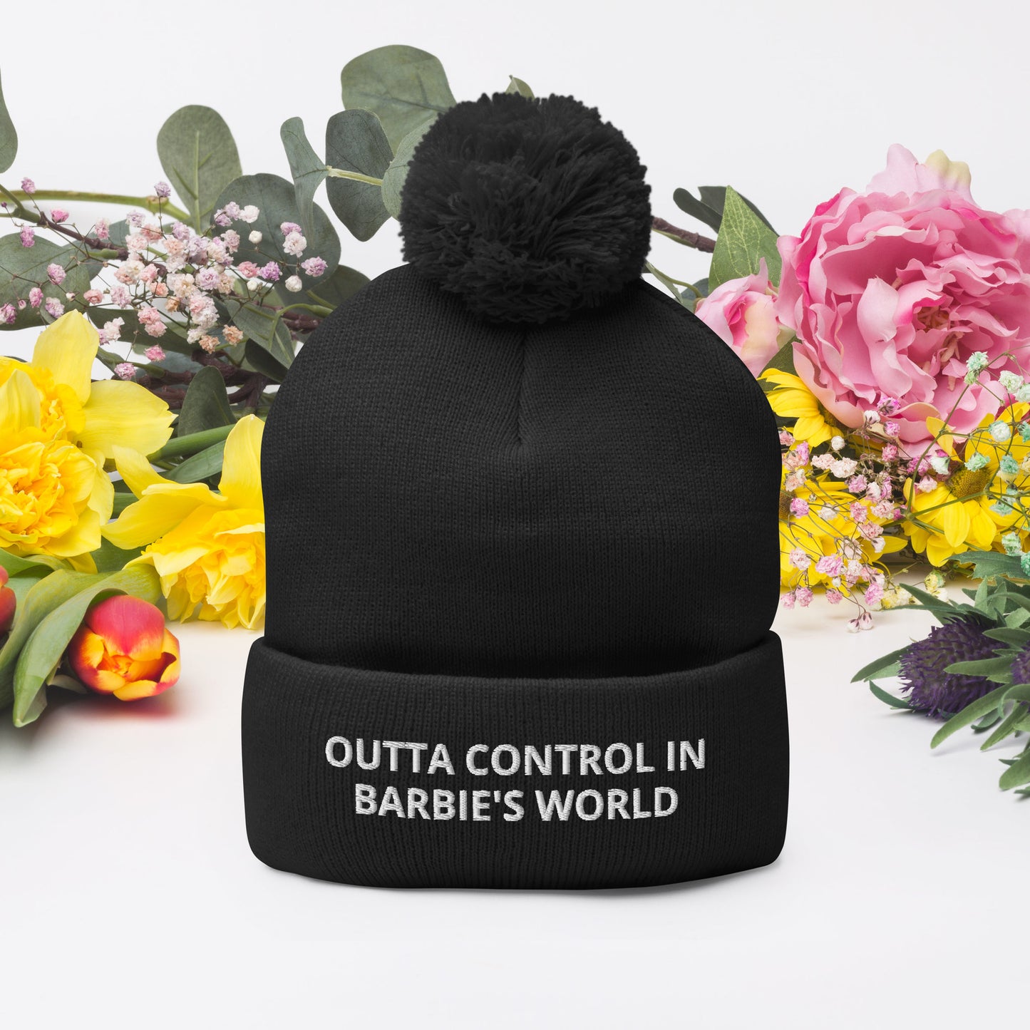 OUTTA CONTROL IN BARBIE'S WORLD Pom-Pom Beanie