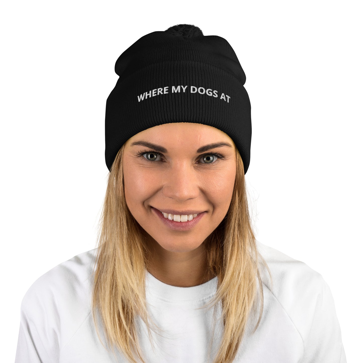 WHERE MY DOGS AT  Pom-Pom Beanie