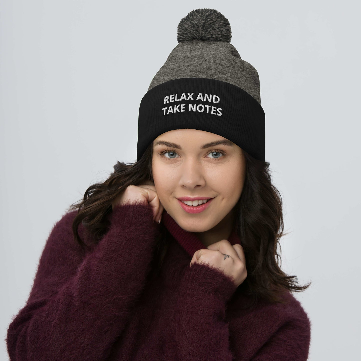 RELAX AND TAKE NOTES Pom-Pom Beanie