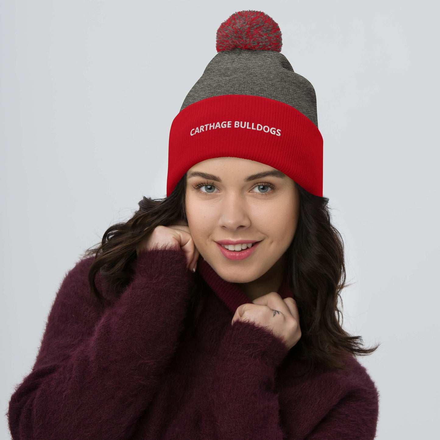 CARTHAGE BULLDOGS Pom-Pom Beanie