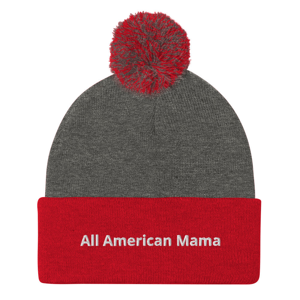 All American Mama Pom-Pom Beanie