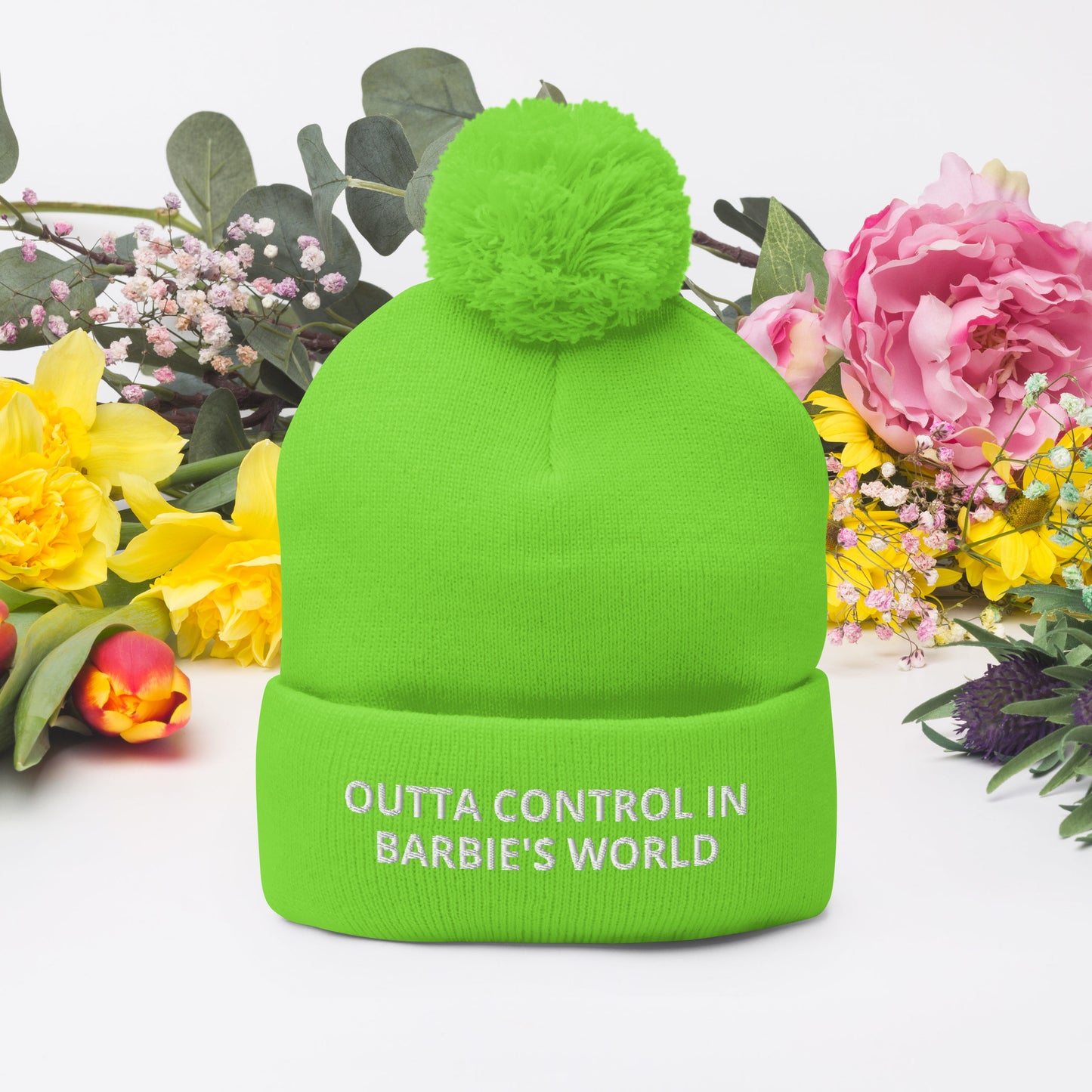 OUTTA CONTROL IN BARBIE'S WORLD Pom-Pom Beanie