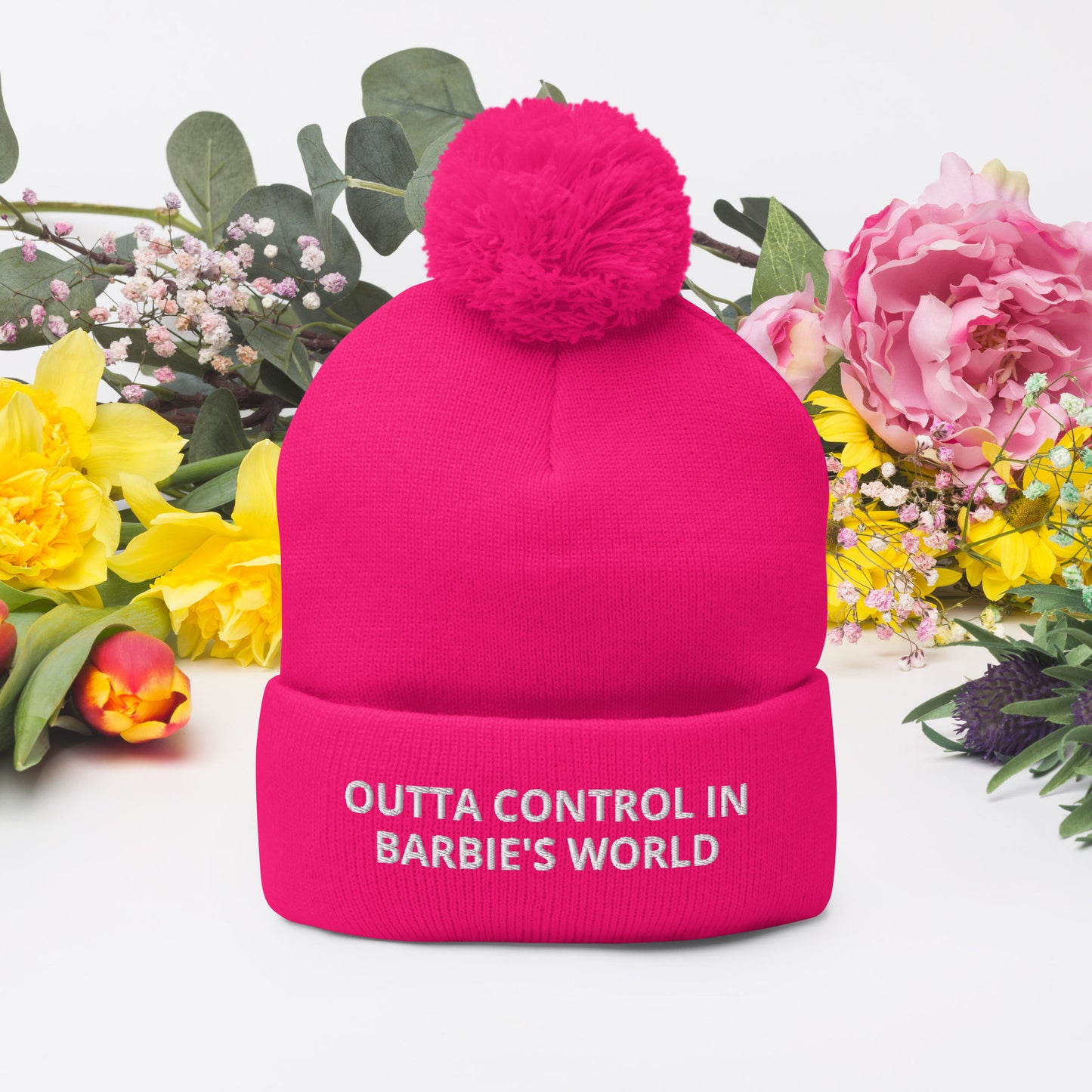 OUTTA CONTROL IN BARBIE'S WORLD Pom-Pom Beanie