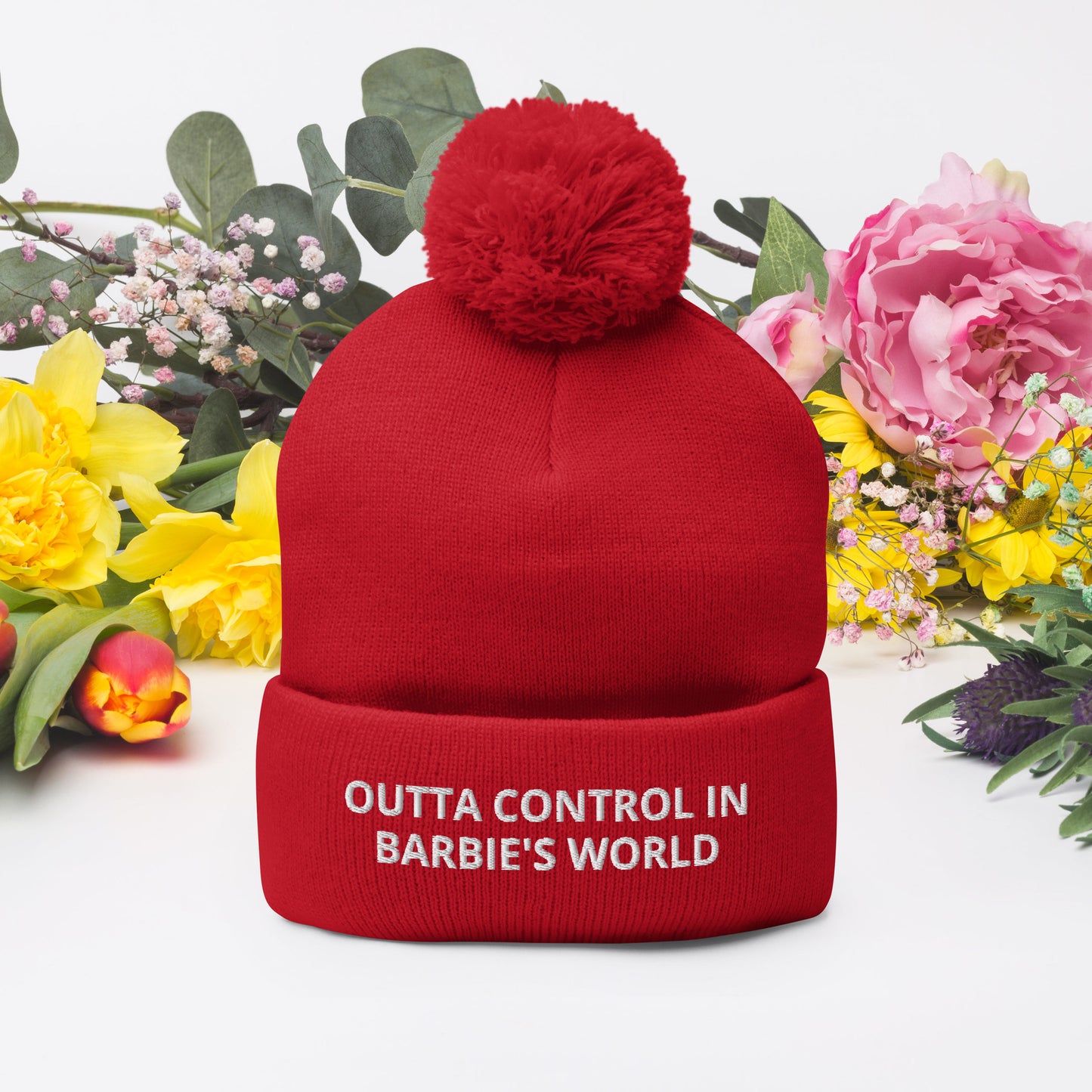 OUTTA CONTROL IN BARBIE'S WORLD Pom-Pom Beanie