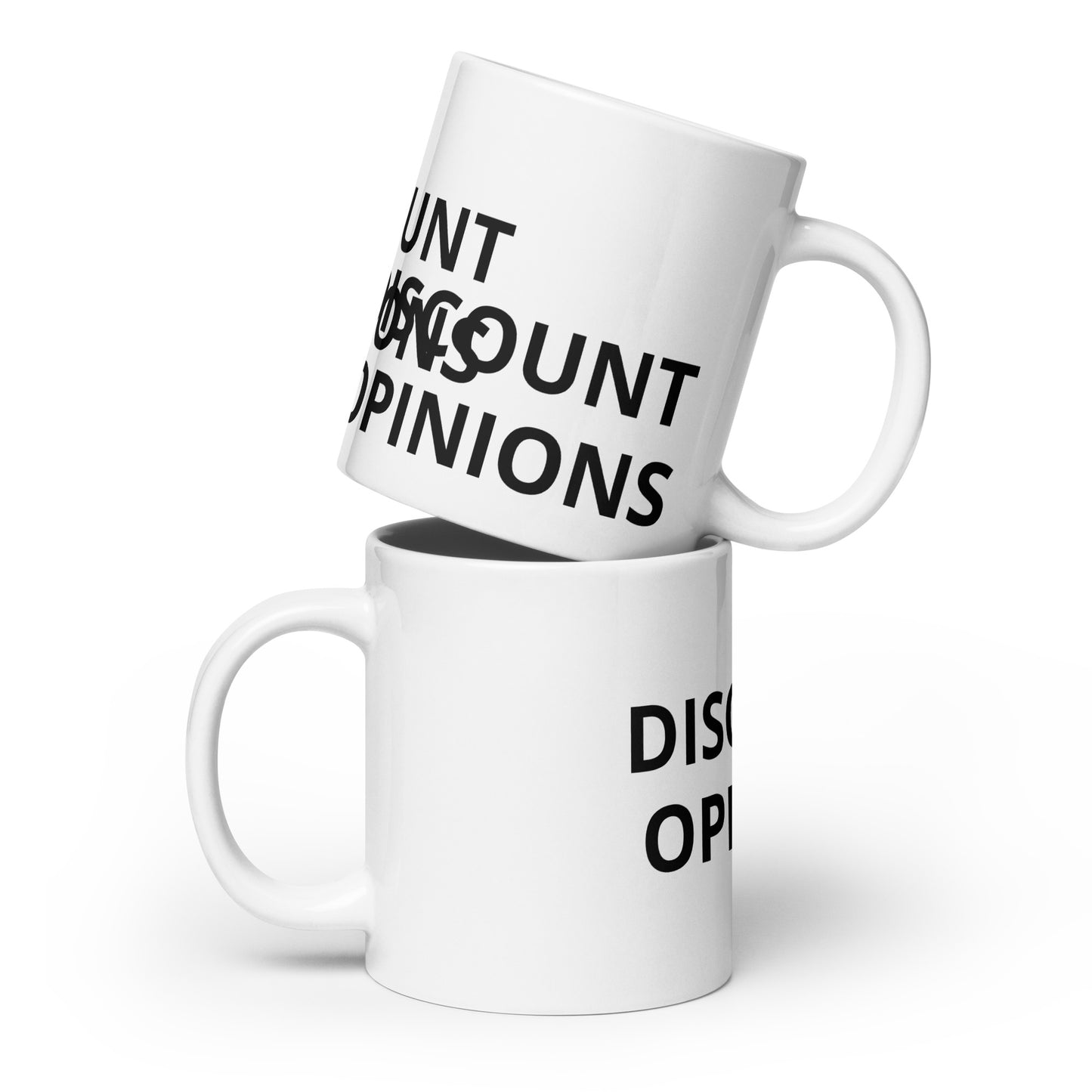 DISCOUNT OPINIONS White glossy mug